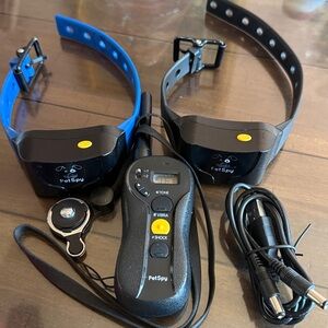 PetSpy Dog Training Shock & Vibe Remote Collar Set - Black & Blue